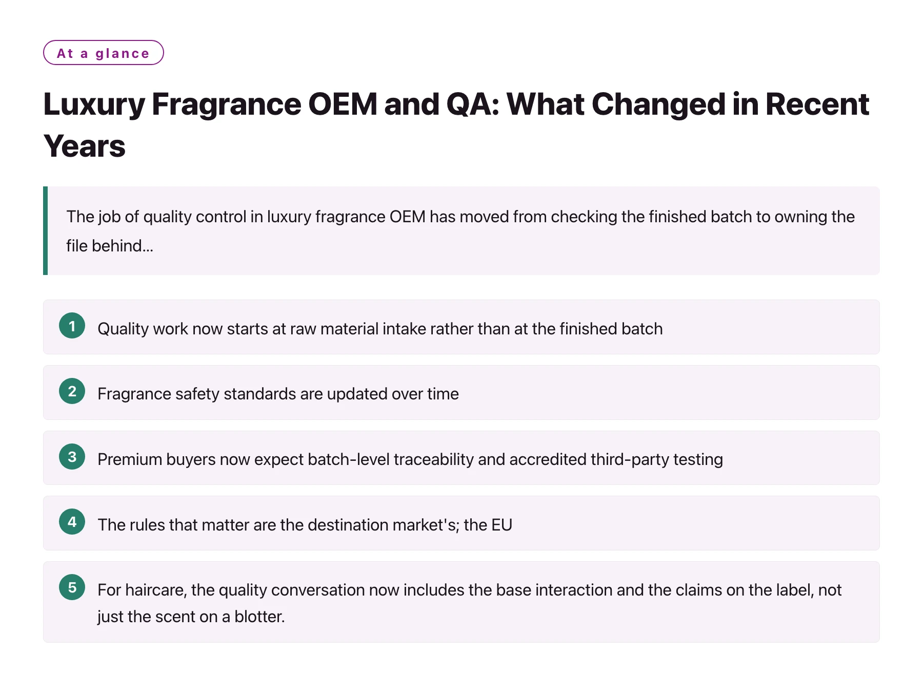 Luxury Fragrance OEM and QA: What Changed in Recent Years——全文要点速览